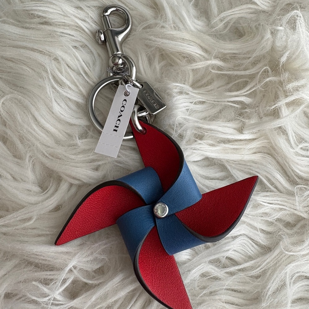 Coach Red and Silver Keychain